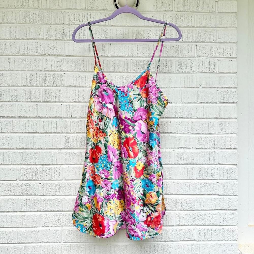 Vintage 90s California Dynasty Colorful Floral Slip Dress